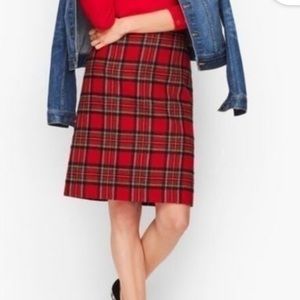 Talbots red plaid pencil skirt.
